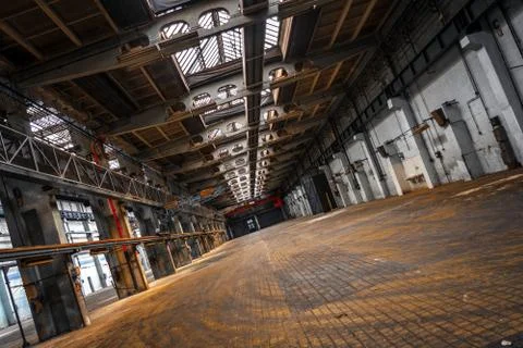 Dark industrial interior Stock Photos