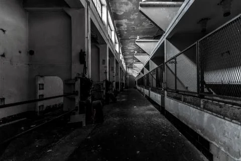 Dark industrial interior Stock Photos