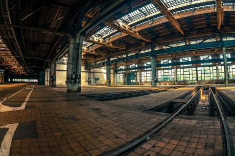 Dark industrial interior Stock Photos
