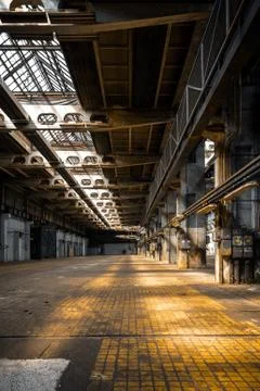 Dark industrial interior Stock Photos