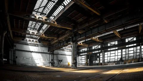 Dark industrial interior Stock Photos