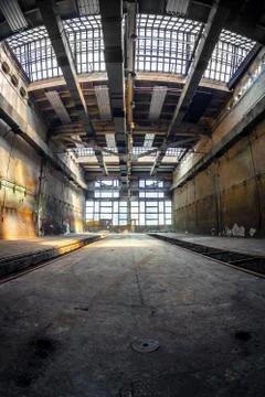 Dark industrial interior Stock Photos