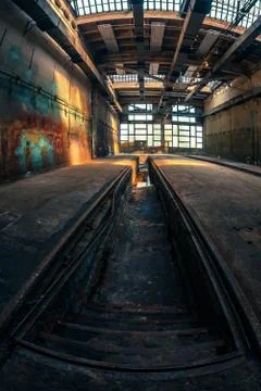 Dark industrial interior Stock Photos