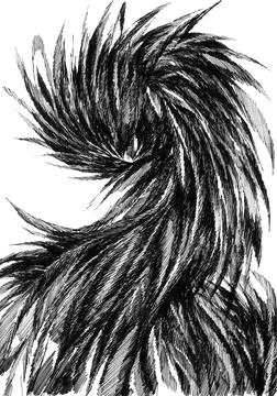 Dark ink sketch background of a chaotic digital vortex Stock Illustration