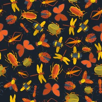Dark insects seamless pattern Stock Illustration