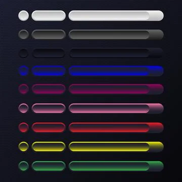 Dark interface button icon set in flat style. Stock Illustration