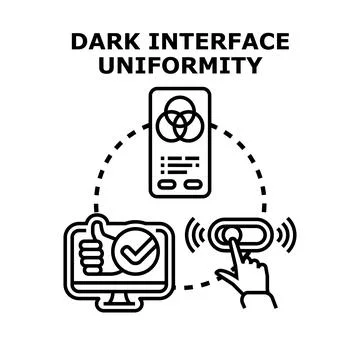 Dark interface uniformity concept for application design Ilustração Stock