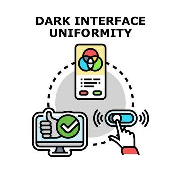 Dark interface uniformity concept for application design Stock Illustration
