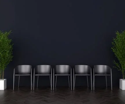Dark interior background, blank picture frame mock Ilustración de archivo