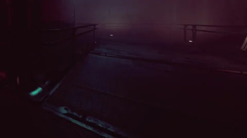 Dark interior space with low lighting and unclear structures Stock Footage 344375218