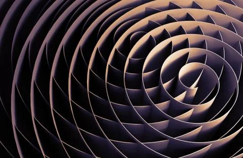 Dark intersected 3d spirals, abstract digital art Stock Illustration