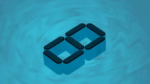 Dark isometric digit 0 3D render in reflective glass submerged in digital  Stock Illustration