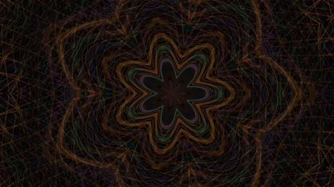 Dark Kaleidoscopic Flower Pattern Seamless Loop Stock Footage 340577058