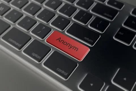 Dark keyboard with Anonymous button red Illustrazione stock