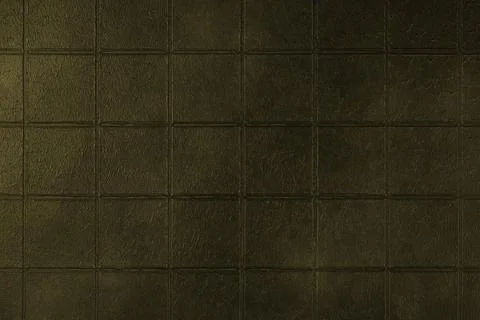 Dark khaki ceramic tile texture, background with square geometric pattern, .. Stock Photos