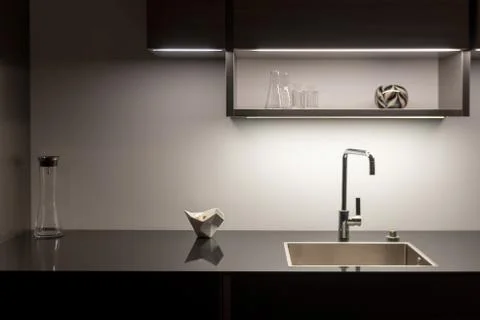 Dark Kitchen Sink Stock Photos