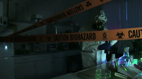 Dark laboratory in blue and red light Видео 43672454