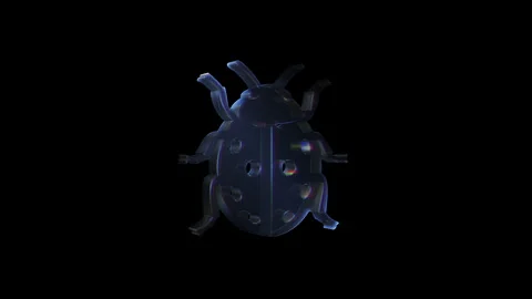 Dark ladybug icon with glossy spotted design Stock Footage 313085739