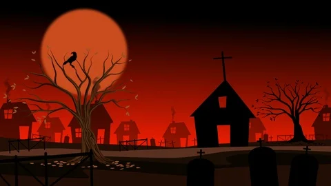 Dark Landscape Cartoon Version2 Stock Footage 122808742