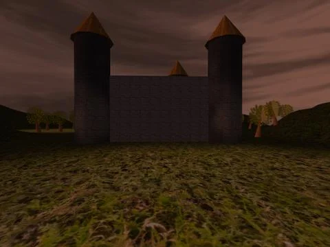 Dark landscape with castle Stock Illustration