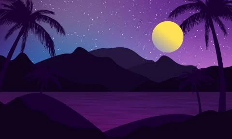 Dark Landscape with mountain background Stock Illustration