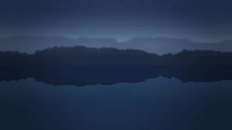 Dark landscape with mountains and mist at dusk Stock Footage 338242103