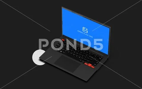 Dark Laptop Mockup For Website Presentation With Alpha Background PSD Template