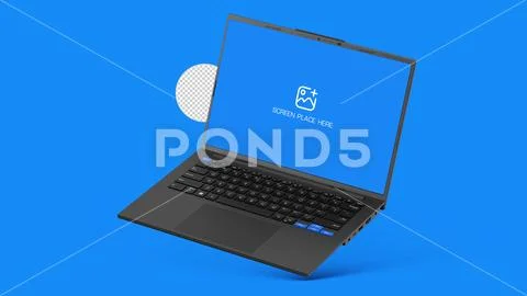 Dark Laptop Mockup For Website Presentation With Alpha Background PSD Template