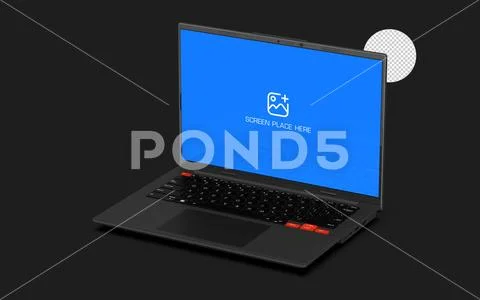 Dark Laptop Mockup For Website Presentation With Alpha Background PSDテンプレート
