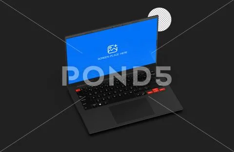Dark Laptop Mockup For Website Presentation With Alpha Background PSDテンプレート
