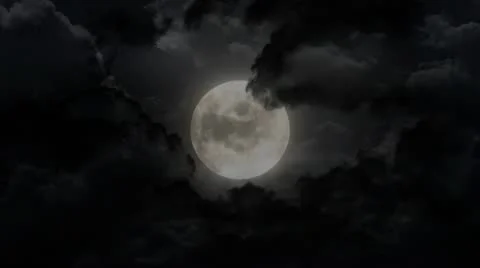 Dark large moon and thunder Stock Footage 10678040