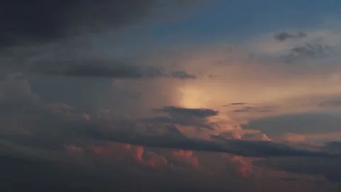 Dark large storm cloud is obscuring the whole evening sky. Stock Footage 150554909