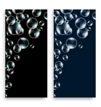 Dark leaflets with soap bubbles and space for text Stock Illustration