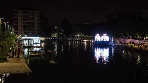 Dark lights mirror in river Stock Photos
