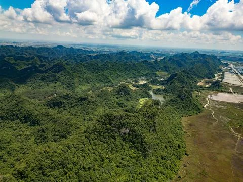 Dark Limestone Karst Mountains Dramatic Clouds Ninh Binh Vietnam Stock Photos