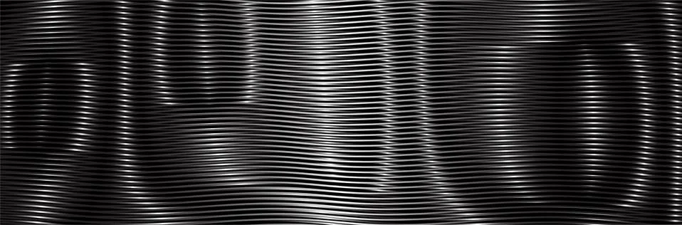 Dark linear abstract background with rounded forms and moire effect. Stock Illustration