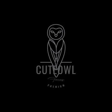 Dark lines barn owl logo design Stock Illustration