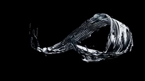 Dark liquid splash of oil or ferrofluid surface, abstract looping shape, Stock Footage 80551769