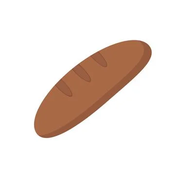 Dark loaf of bread on white background for web design Stock Illustration