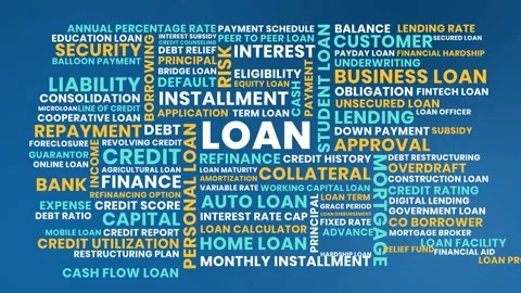 Dark Loan Word Cloud Animation, Finance Loan Word Cloud, Financial Service .. Stock Footage 341272350