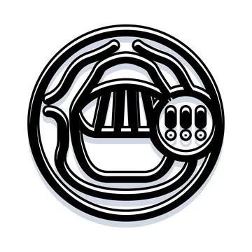 Dark lord helmet stencil in circle emblem Stock Illustration