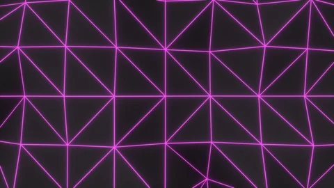 Dark low poly displaced surface with purple glowing lines Stock Footage 114735363