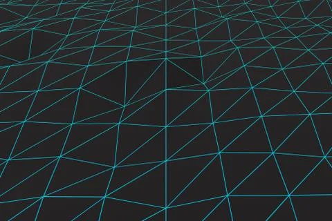 Dark low poly displaced surface with glowing connecting lines Illustrazione stock