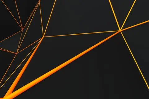 Dark low poly displaced surface with glowing connecting lines Stock Illustration