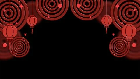 Dark lunar frame with red lantern ornaments Stock Illustration