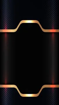 Dark luxury background template with metallic gold curved border frame abst.. Stock Illustration