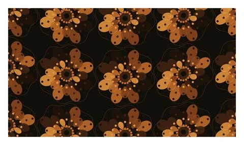 Dark luxury floral mandala pattern with bronze and copper tones on black ba.. 스톡 일러스트
