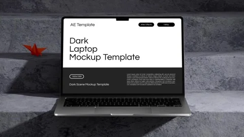 Dark Macbook Air Mockup Template After Effects stock