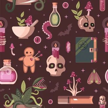 Dark Magic and Witchcraft Ritual Staff Pattern Stock Illustration