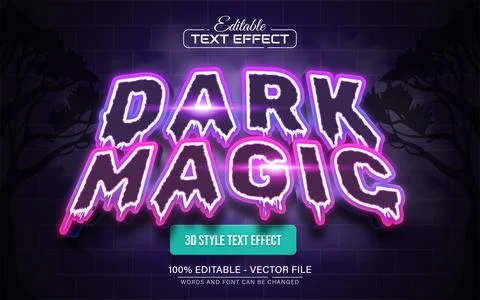 Dark magic glowing text effect editable Stock Illustration